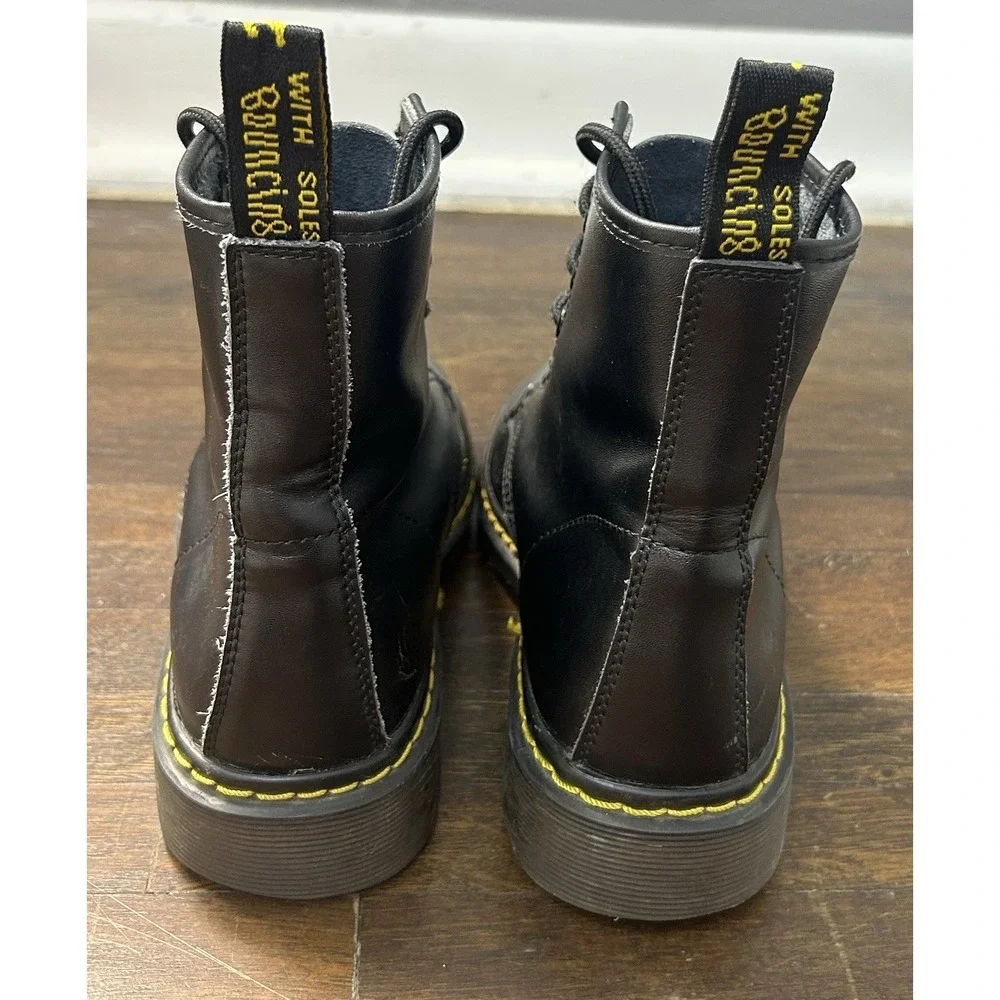 Dr. Doc Martens 1460 J Youth Kids Size 4 Lace Up Boots Black Leather Side Zip